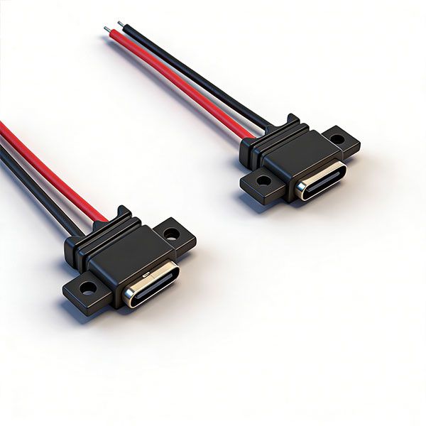 防水TYPE-C母座 两芯线 L=12.5 带横锁孔