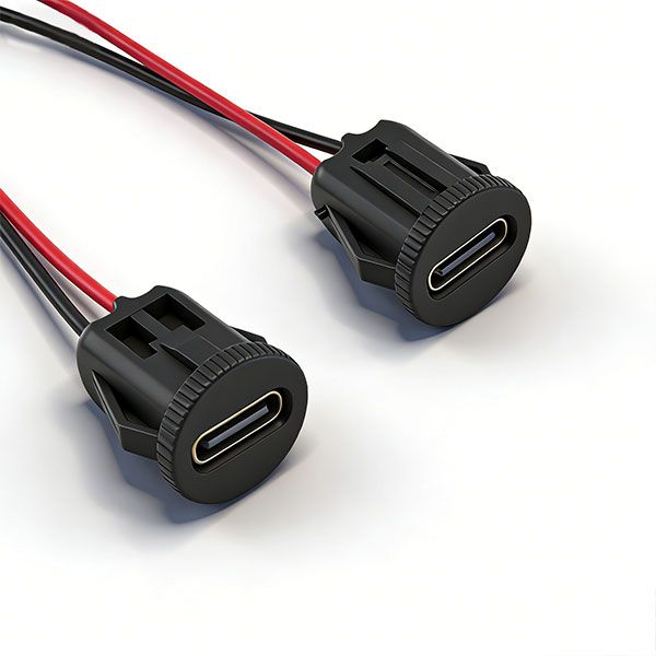 防水TYPE-C母座 两芯线 L=16.2 圆形带耳