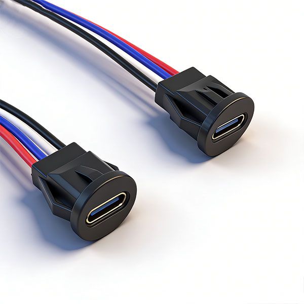 防水TYPE-C母座 四芯线 L=16.0 圆口带耳