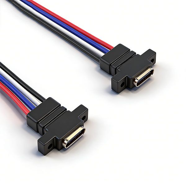 防水TYPE-C母座 四芯线 L=15.5 带立锁孔