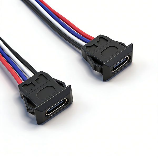 防水TYPE-C母座 四芯线 L=16.0 带耳 有边