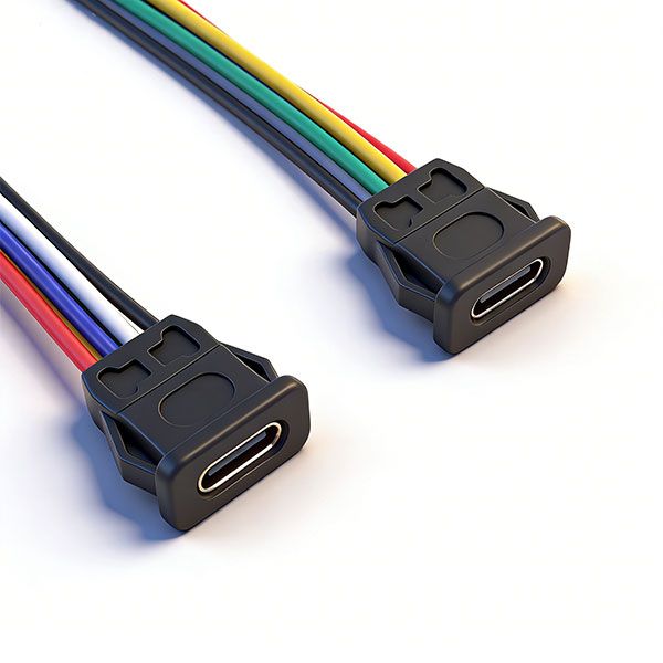 防水TYPE-C母座 六芯线 L=16.0 带耳