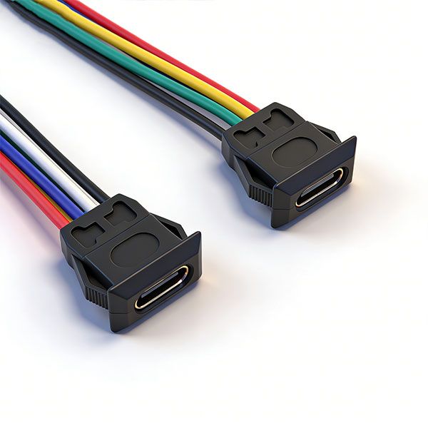 防水TYPE-C母座 六芯线 L=16.0 带耳 有边