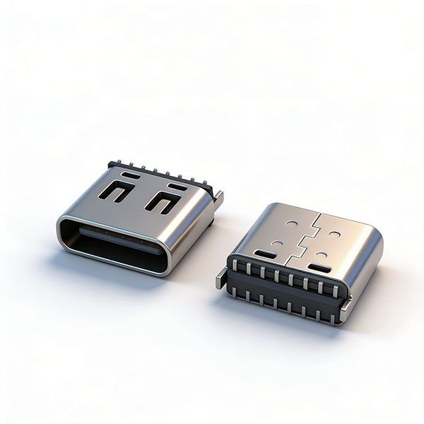 TC母座16P 立贴 L=6.8 三模 带中夹片 有弹