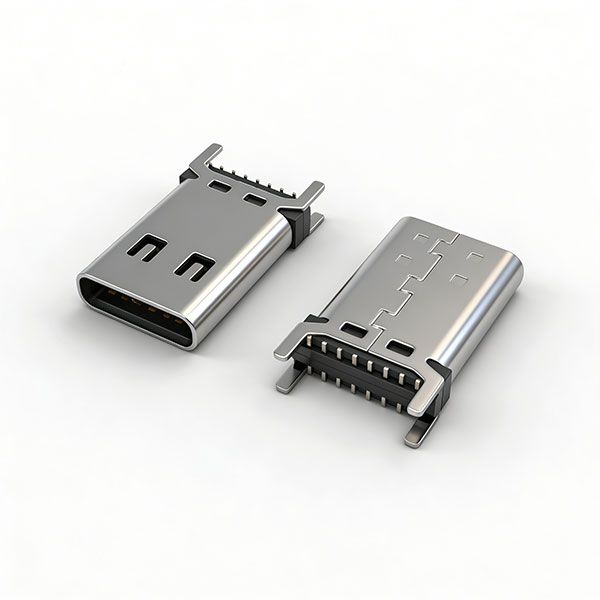 TC母座16P 立贴 L=13.7 三模 带中夹片 有弹