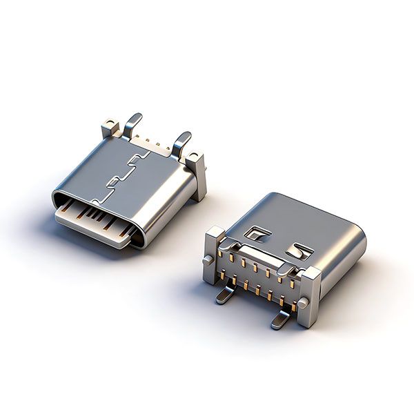 TC母座14P 立贴 L=8.2 A款 舌片外露 小脚 三模 有柱 无弹