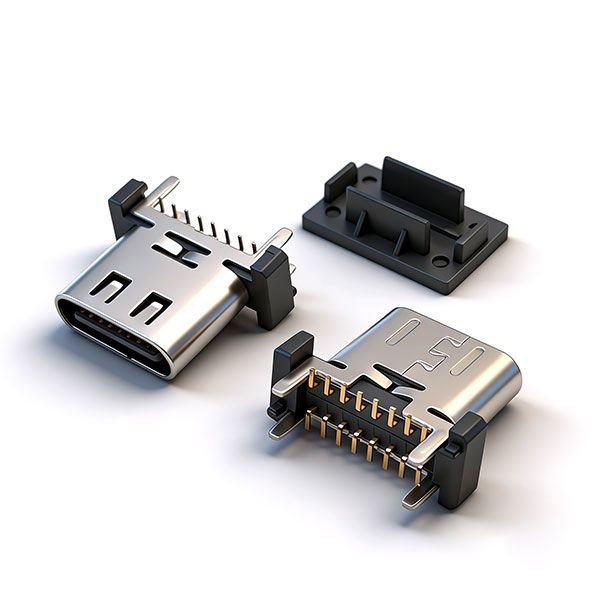 TC母座16P 立贴 L=8.8 A款 带凸筋 三模 有柱 有弹