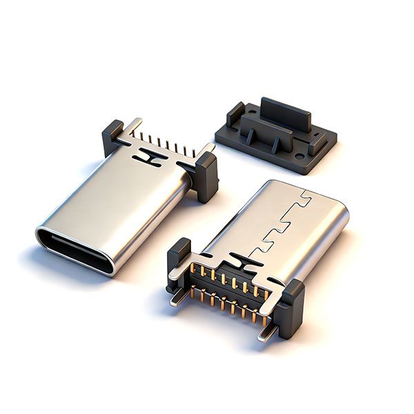 TC母座16P 立贴 L=15.0 A款 三模 有柱 无弹