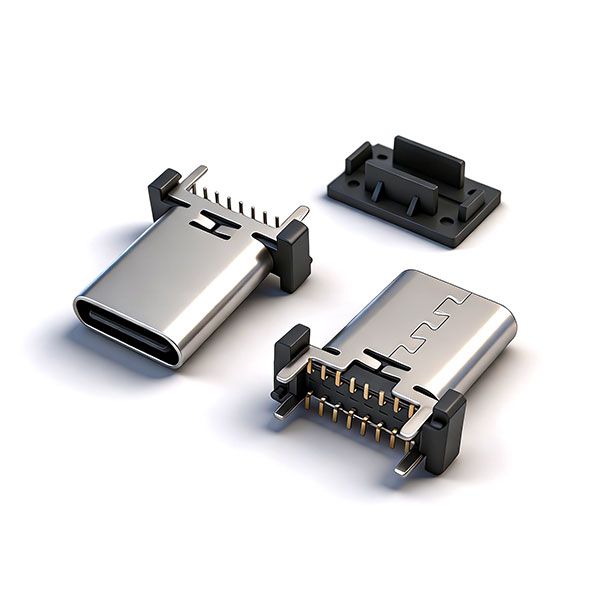 TC母座16P 立贴 L=12.4 A款 三模 有柱 无弹