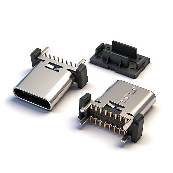 TC母座16P 立贴 L=10.5 A款 三模 有柱 无弹